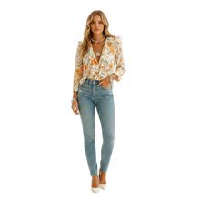 Load image into Gallery viewer, Women’s Long Sleeve Butterfly Pattern Blouse with Ruffle Detail
