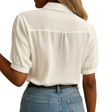 Load image into Gallery viewer, Women’s Classic White Button Blouse with Tailored Fit
