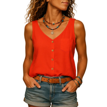 Load image into Gallery viewer, Women’s Sleeveless V Neck Summer Blouse Lightweight Casual Top
