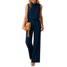 Load image into Gallery viewer, Round Neck Wide Leg Jumpsuit for Women with Flowing Fit
