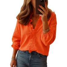 Load image into Gallery viewer, Women’s Ruffle Detail Blouse with Lightweight Elegant Fit
