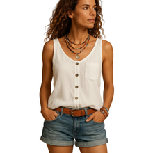 Load image into Gallery viewer, Women’s Sleeveless V Neck Summer Blouse Lightweight Casual Top
