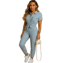 Load image into Gallery viewer, Slim Fit Button Front Jumpsuit for Women with Structured Shape
