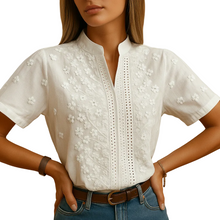 Load image into Gallery viewer, Women’s Classic White Button Blouse with Tailored Fit
