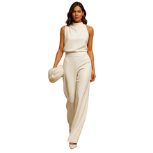 Load image into Gallery viewer, Women’s Halter Neck Wide Leg Jumpsuit for Evening Occasions
