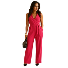 Load image into Gallery viewer, Wide Leg Wrap Jumpsuit for Women with Elegant Draped Waist
