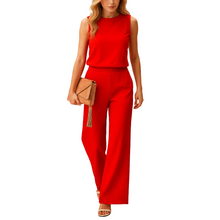 Load image into Gallery viewer, Round Neck Wide Leg Jumpsuit for Women with Flowing Fit
